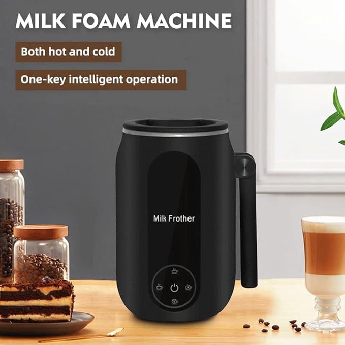Milk Frother, 4 in 1 Electric Milk Steamer Warmer Foam Maker for Frothing and Heating Coffee, Latte, Macchiato, Cappuccino, Hot Chocolate (US Plug)