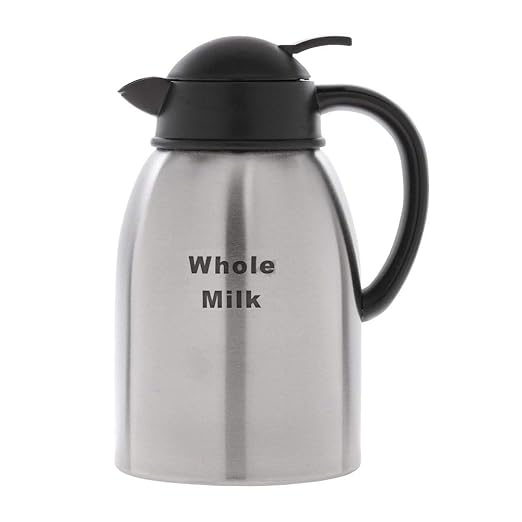 HUBERT Coffee Cream Server 1.9 L Stainless Steel Etched with Whole Milk Imprint