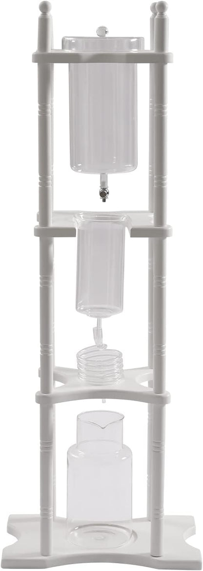Ice Drip Coffee Maker, 2.5L Iced Coffee Maker Drip Tea Maker Tower Wooden Stand Glass Dripper Machine Cold Brew for Making Delicious Cold, Extracted Coffee at Home, Coffee Shops