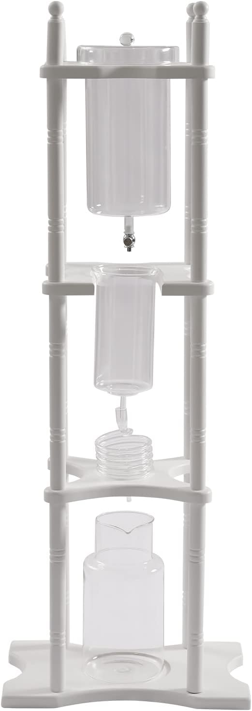 Ice Drip Coffee Maker, 2.5L Iced Coffee Maker Drip Tea Maker Tower Wooden Stand Glass Dripper Machine Cold Brew for Making Delicious Cold, Extracted Coffee at Home, Coffee Shops