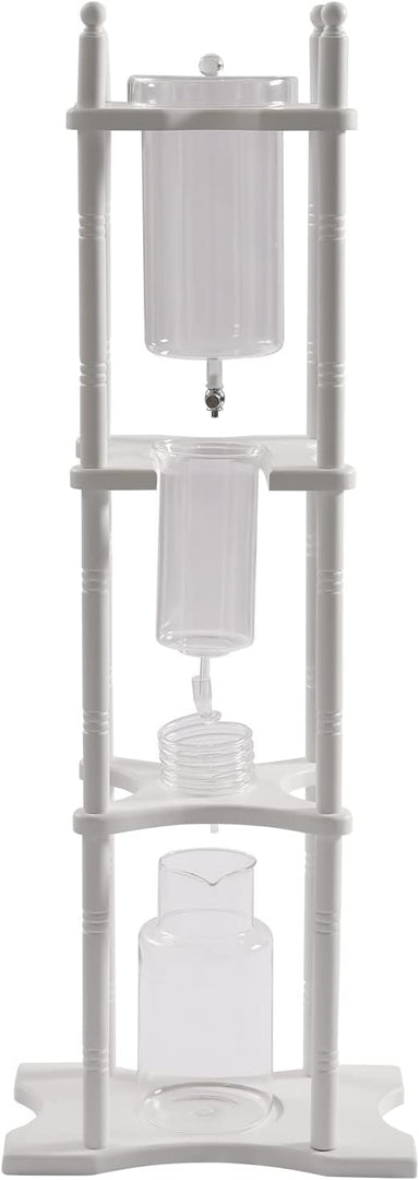 Ice Drip Coffee Maker, 2.5L Iced Coffee Maker Drip Tea Maker Tower Wooden Stand Glass Dripper Machine Cold Brew for Making Delicious Cold, Extracted Coffee at Home, Coffee Shops