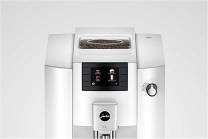 Jura E6 Automatic Espresso Machine (White) Bundle with Water Stabilizer, Cleaning Tablets, Milk System Cleaner, and Milk Container Kit for Exceptional Home Coffee Experience (5 Items)
