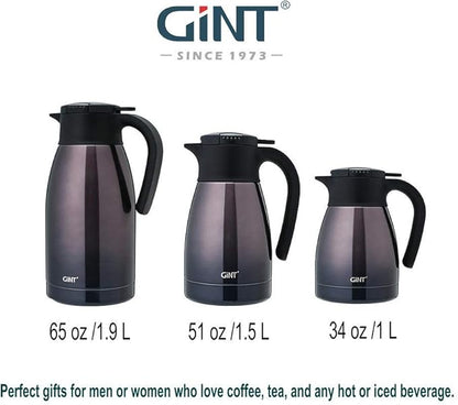GiNT 51Oz Stainless Steel Thermal Coffee Carafe with Lid/Double Walled Vacuum Thermal Carafe / 12 Hour Heat Retention (Purple, 1.5L)