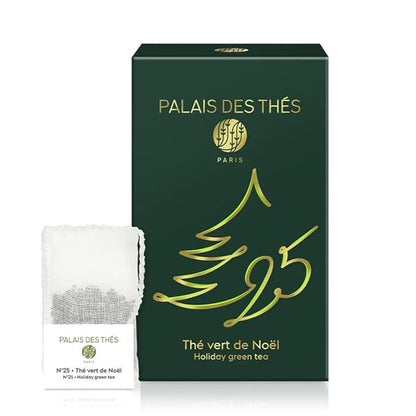Palais des Thés Green Tea - Holiday Collection Organic N°25 Blend with Citrus & Spices - Premium Tea Bags, Serves 20 Cups