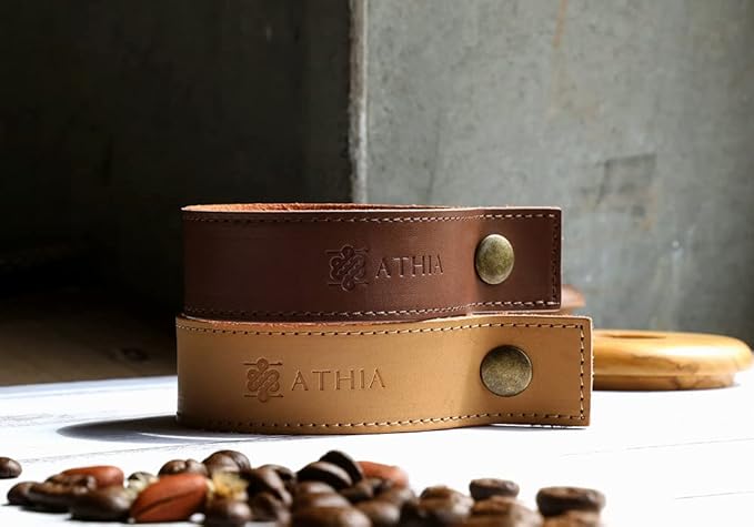 THIA Glass Pour Over Coffee Dripper Set, Glass Cone Dripper, Reusable Cloth Filter, Leather Cup Sleeve, Minimal Single Cup on the Go (Walnut Wood)