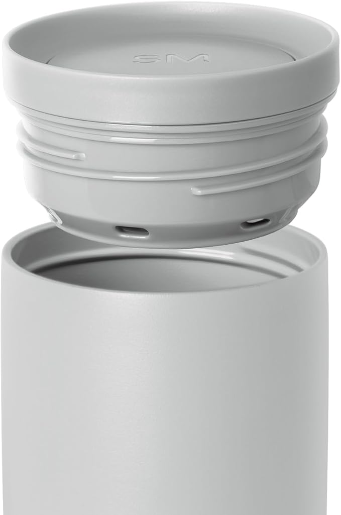 Simple Modern Travel Coffee Mug Tumbler with 360° Lid | Ceramic-Lined Insulated Stainless Steel Cold Brew Iced Coffee Cup Thermos | Gifts for Women Men Her Him | Voyager Signature | 16oz | Ice Gray