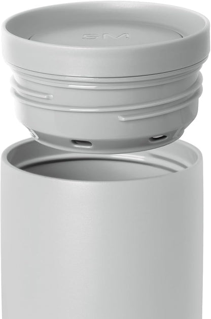 Simple Modern Travel Coffee Mug Tumbler with 360° Lid | Ceramic-Lined Insulated Stainless Steel Cold Brew Iced Coffee Cup Thermos | Gifts for Women Men Her Him | Voyager Signature | 16oz | Ice Gray