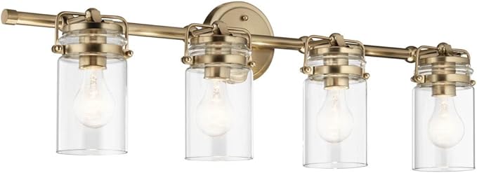 Kichler Brinley 4 Light Vanity Light with Clear Glass in Champagne Bronze, (32.5" W x 10.25" H), 45690CPZ