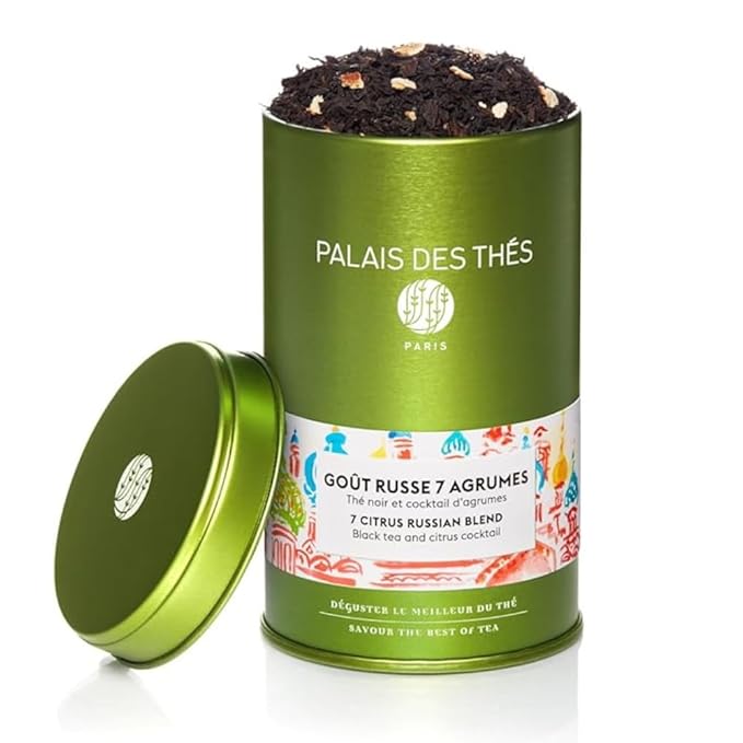 Palais des Thés - Organic 7 Citrus Russian Blend - Fruity Black Tea - 3.5oz Loose Leaf Metal Gift Tin, Serves 20-25 Cups