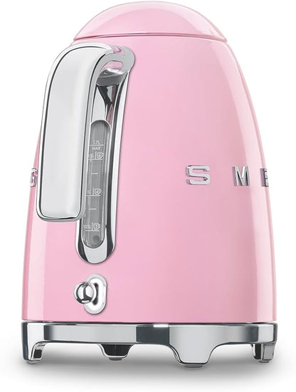 SMEG 50's Retro Style Electric Water Kettle with Automatic Shutoff, Removable Base, and Water Indicator, KLF03PKUS, Pink