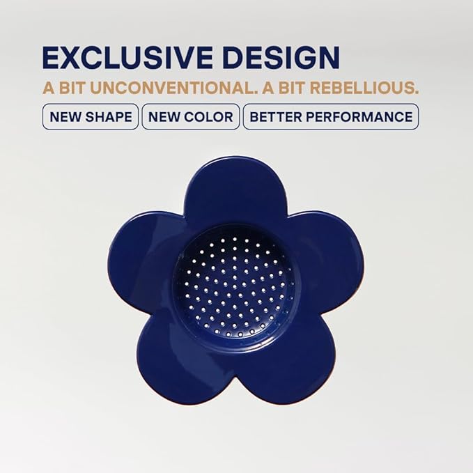 [Holiday Gift] Vietnamese Phin Filter, Plastic Reusable Pour Over Coffee Dripper, Single Cup Coffee Filter with Flower Design for Manual Brewing, Gift for Christmas Thankgiving (Navy)