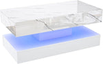 Load image into Gallery viewer, 39.4" Large High-Glossy LED Coffee Table with 2 Sliding Drawers, Living Room Storage Coffee Tables with Marbling Print, Modern Stylish Double-Layer Center Tables w/LED Lights, White