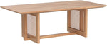 Load image into Gallery viewer, Mid Century Modern Wood Coffee Table with PE Rattan Stand, 47 Inch Rectangular Solid Wood Boho Coffe Table, Unique Center Cocktail Table for Livinig Room Apartment Office