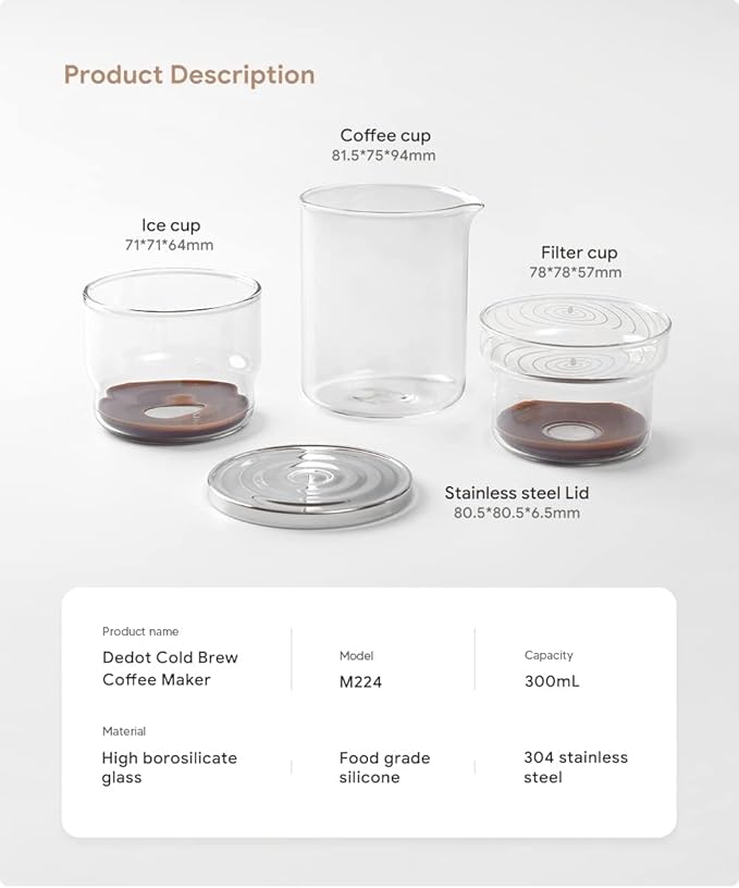 2-in-1 Cold Brew Dripper Cold Brew Coffee Maker,Ice Drip Coffee Maker 300ml - Coffee maker for cold brewed coffee and tea, coffee maker for cold extraction