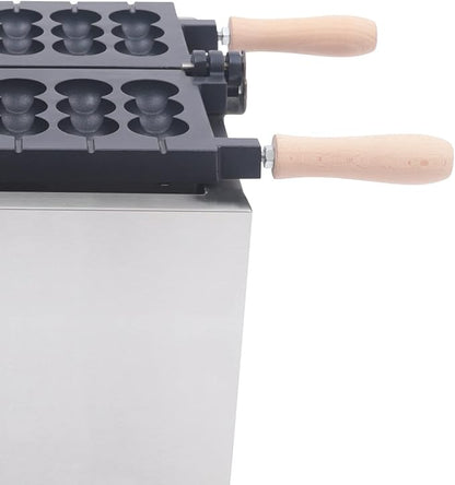 1.4kw Waffle Stick Making Machine, 14.8x12.9x8.8in Electric Waffles Making Machine, Desktop Stainless Steel Waffle Making Machine with 6 Waffles, 122-572℉, Dual Separate Knobs, Timer(0-5min)