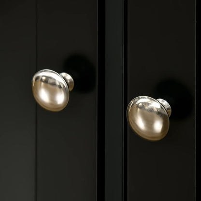 HOMCOM Sideboard with Solid Wood Countertop, Modern Kitchen Storage Cabinet, Coffee Bar Cabinet with 3 Drawers, Doors and Adjustable Shelf, Black