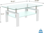 Load image into Gallery viewer, Glass Coffee Table Rectangle White Living Room Center Table, 39inch Transparent Tempered Glass Tabletop and Metal Frame, White + Clear Glass