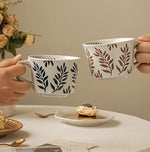 Load image into Gallery viewer, Ceramic Mug 1pcs, 11oz - Vintage Coffee Mug, Pottery Cups for Milk, Latte, Cappuccino, Tea - Porcelain Dishwasher, Microwave Safe Stoneware 1 PCS Olive Black Leave Set of 1