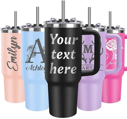 Personalized 40 oz Tumbler with Handle and Straw, Custom Tumbler with Engraved Name, Stainless Steel Travel Coffee Mug Cup, Personalized Gifts For Women Men Birthday Anniversary Christmas