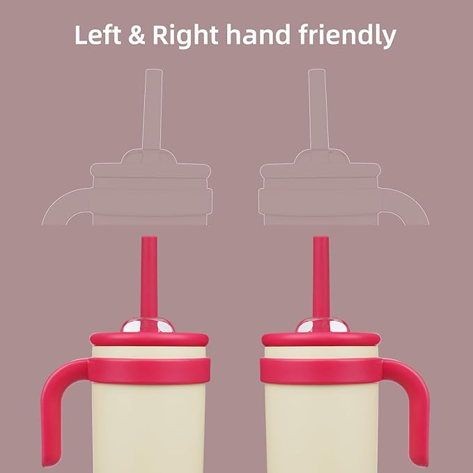 14 oz Tumbler with Side Handle, Insulated Water Bottle with Straw and 2 in 1 Lid, Stainless Steel Cup Travel Coffee Mug for Sports Office Gym,Cream