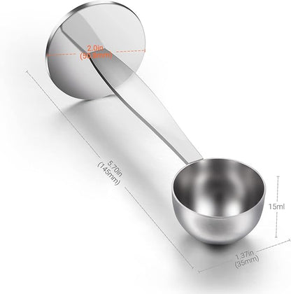 Two-in-One Stainless Steel Coffee Scoop Tamping Dual-Purpose Coffee Spoon Powder Hammer Tamper Multi Function Spoon Holder Coffee Tools for Measuring and Tamping