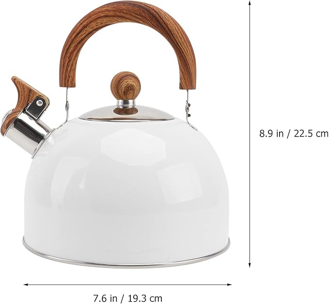 Cabilock 1pc White Whistle Kettle Home Kitchen Water Boiling Teakettle with Handle for Gas and Induction Cookers Reliable and Water Kettle for Everyday Use