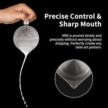 watchget Stainless Steel Milk Frothing Pitcher 20oz/600ml - Espresso Steaming Pitcher for Cappuccino, Latte Art, Coffee Machine Accessories Milk Jug Coffee Frother Cup, Silver