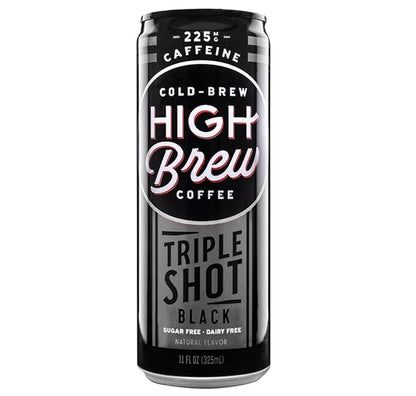 High Brew Coffee | Lightly Sweetened Cold Brew Iced Coffee with Pure Cane Sugar – 225 mg Natural Caffeine, Patiently Brewed, Never Heated. Low-Acid, Ready-to-Drink | 8 oz Can (Triple Shot Black)