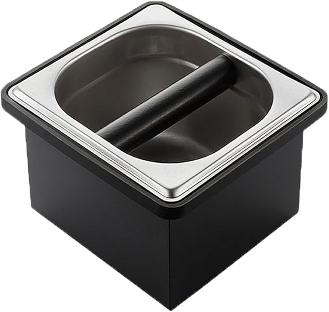 Coffee Knock Box, Stainless Steel Coffee Espresso Knock Box Coffee Grounds Bin with Noise Reduction Rubber Ring, Barista Espresso Machine Accessories