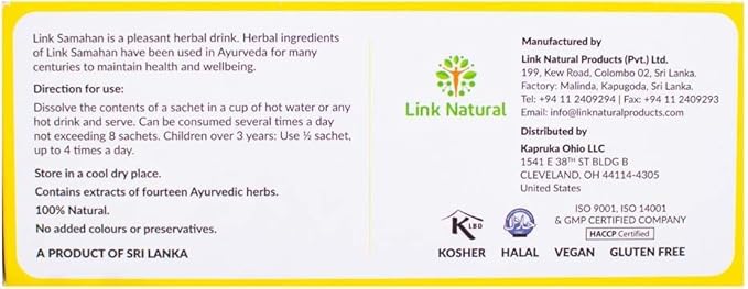 SAMAHAN Ayurvedic Herbal Tea Packets - Sri Lankan Ceylon Blend with 14 Natural Herbs Including Ginger, Black Pepper & More, Herbal Tea Bags for Wellness, Relaxation & Daily Comfort - 100 Count