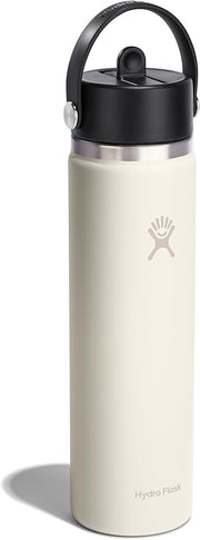Hydro Flask Water Bottle - Insulated Stainless Steel - Wide Straw Lid, Non Spill, Leakproof in 24 Oz Ivory