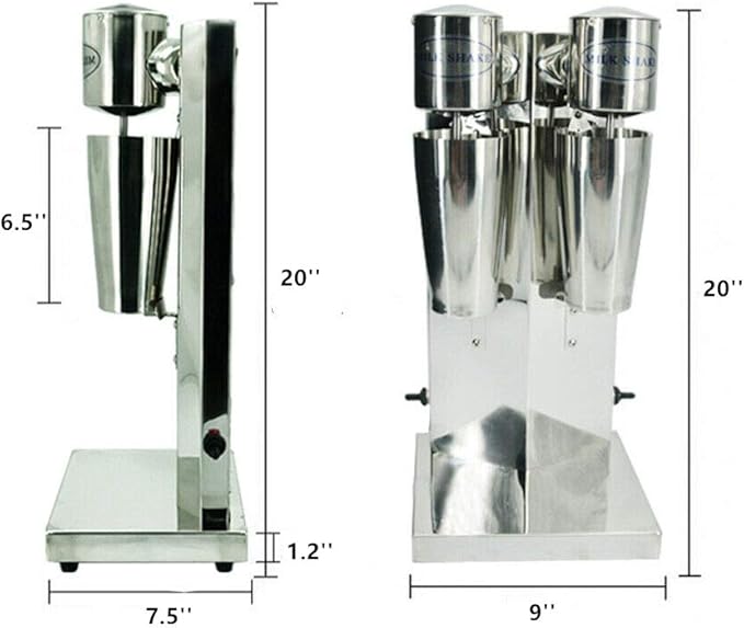 Milkshake Maker 180W+180W Electric Milkshake Machine Drink Mixer Smoothie Maker Blender, 18000RPM, Commercial Home Use (Double Head)