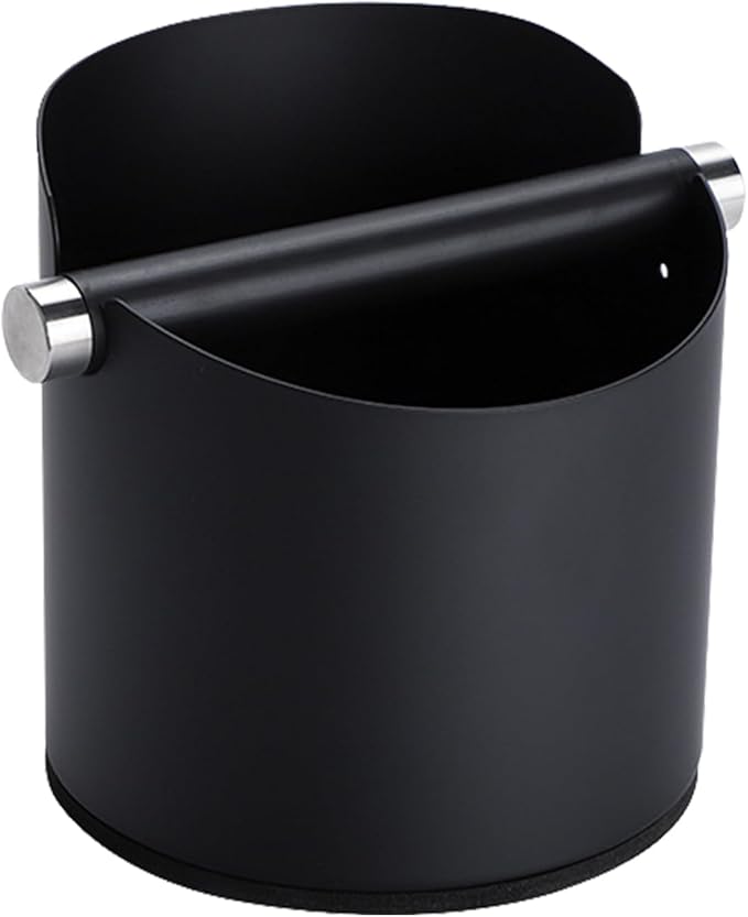 Italian Espresso Knock Box, Stainless Steel, with Detachable Tapping Rod and Anti Slip Rubber Base (Black, 800ml)