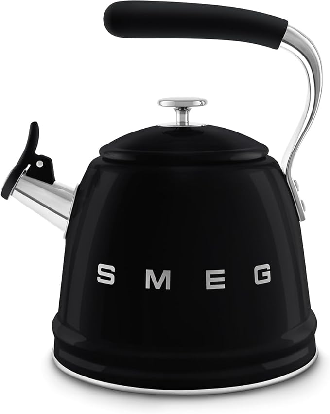 SMEG Retro Stovetop Whistling Kettle – 2.4Q (Black)