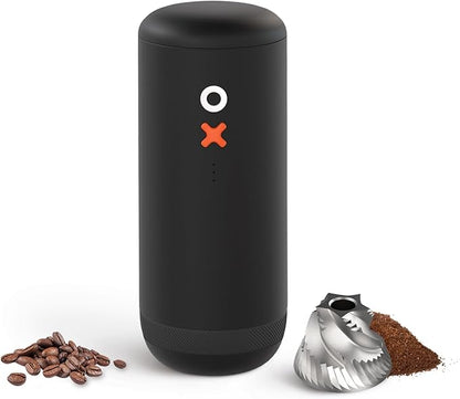 Nuttii Burr Coffee Grinder – Electric, Portable, Small, Quiet Adjustable Conical Burr Coffee Bean Mill, 20 Grind Settings for Espresso, Pour-Over, French Press Moka, for Home Travel Use (Matte Black)