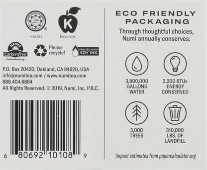 Numi Tea Jasmine Green Tea - Medium Caffeine - 18 Bags (Pack of 2)