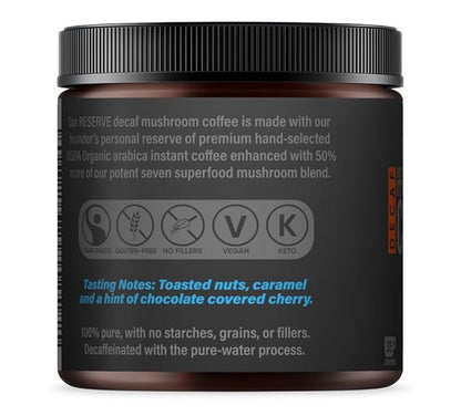 La Republica Founders Reserve Decaf Instant Mushroom Coffee Organic (35 Servings), Premium 50% More Shrooms, Rich Flavor