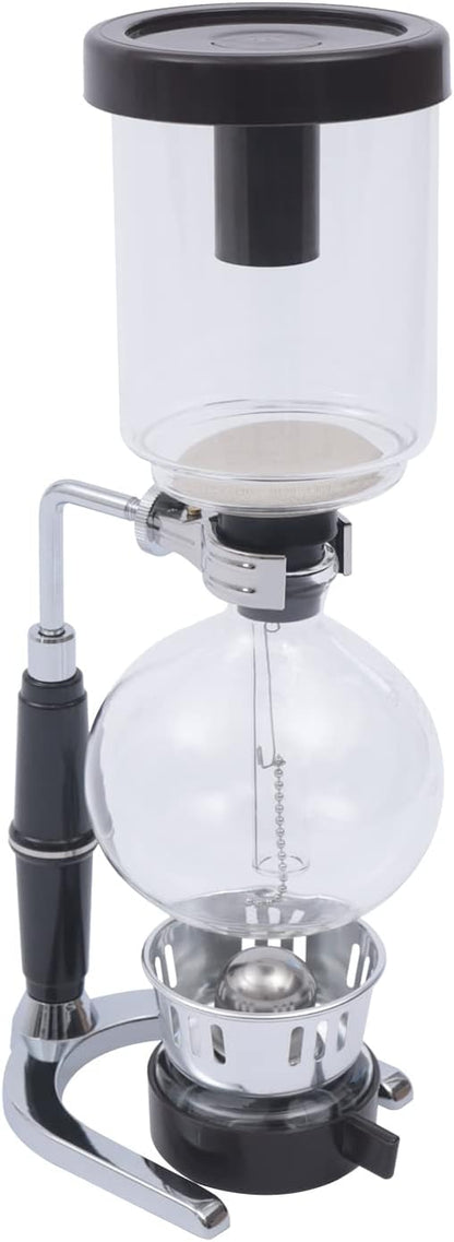 Vacuum Coffee Pot, 5 Cups(500ml), Siphon Syphon Coffee Maker, Borosilicate Glass, Stainless Steel, Black