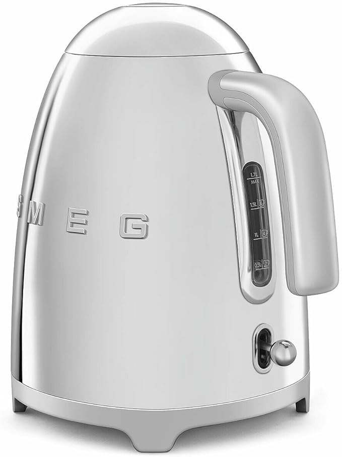 SMEG 50's Retro Style Electric Water Kettle with Automatic Shutoff, Removable Base, and Water Indicator, KLF03SSUS, Polished Stainless Steel