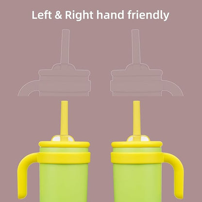 14 oz Tumbler with Side Handle, Insulated Water Bottle with Straw and 2 in 1 Lid, Stainless Steel Cup Travel Coffee Mug for Sports Office Gym,Lime