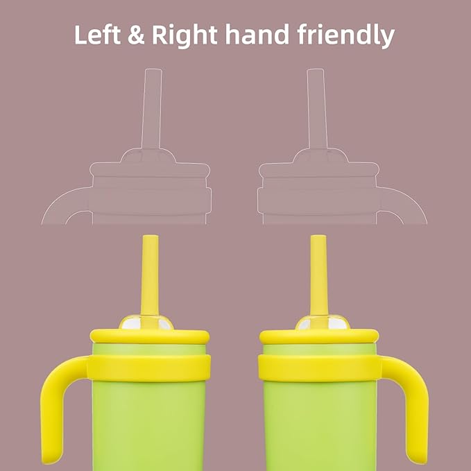 18 oz Tumbler with Side Handle, Insulated Water Bottle with Straw and 2 in 1 Lid, Stainless Steel Cup Travel Coffee Mug for Sports Office Gym,Lime