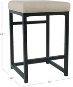 Load image into Gallery viewer, HomePop Home Decor | Modern 24-Inch Counter Stool | Backless Metal Frame Bar Stools Counter Height | Decorative Home Furniture, Natural