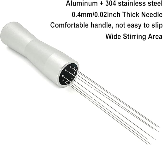 Espresso Coffee Stirrer Wdt Tool Espresso Distribution Tool Needle Type Coffee Powder Stirrer Hand Tamper Distributor Coffee Stirring Tool for Cafe Barista Kitchen Gadgets Silver