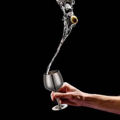 2 oz Shot Glasses, Stainless Steel Shot Glasses, Mini Wine Glass Perfect for Tasting Brandy,Suitable for family dinner party, party supplies, bar tools, gifts(set of 2) (Black)