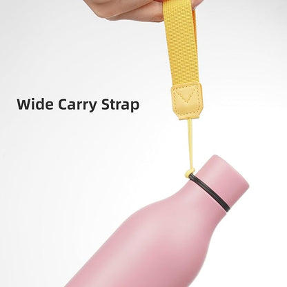 Insulated Water Bottle with Strap,25 oz Double Wall Stainless Steel Vacuum Bottles Metal Water Flask,Light Pink