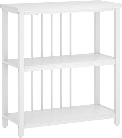 FOLUBAN Small Bookshelf, Modern 3 Tier Book Shelf, Wood and Metal Bookcase for Home Office Living Room Bedroom, White Oak