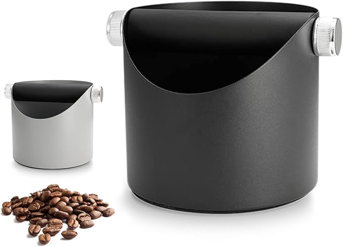 Espresso Knock Box, Large Capacity & Non-Slip Base Coffee Knock Box, Barista Tools, Espresso Machine Accessories (Black-Small)