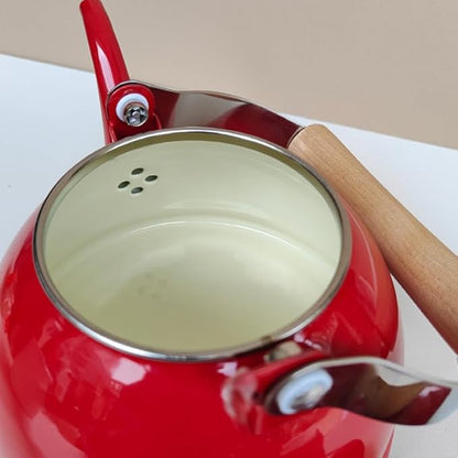 PRETYZOOM Thickened Enamel Kettle Stovetop Boiling Tea Kettle Stovetop Enamel Teakettle Teapot Whistling Coffee Pot 4L