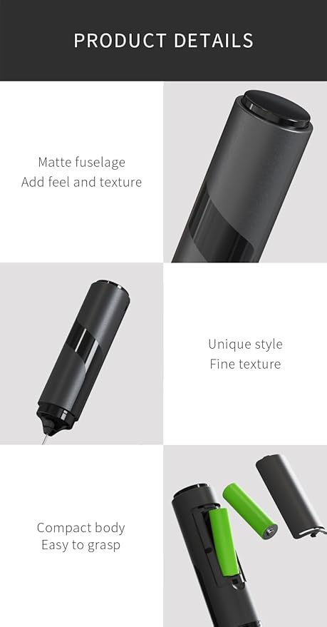 Travel Milk Frother with Cover, Battery-Operated Electric Foam Maker Frother Wand, Milk Foamer Electric Mini Drink Mixer for Coffee, Cappuccino, Lattes, Frappe, Matcha and Hot Chocolate, Black