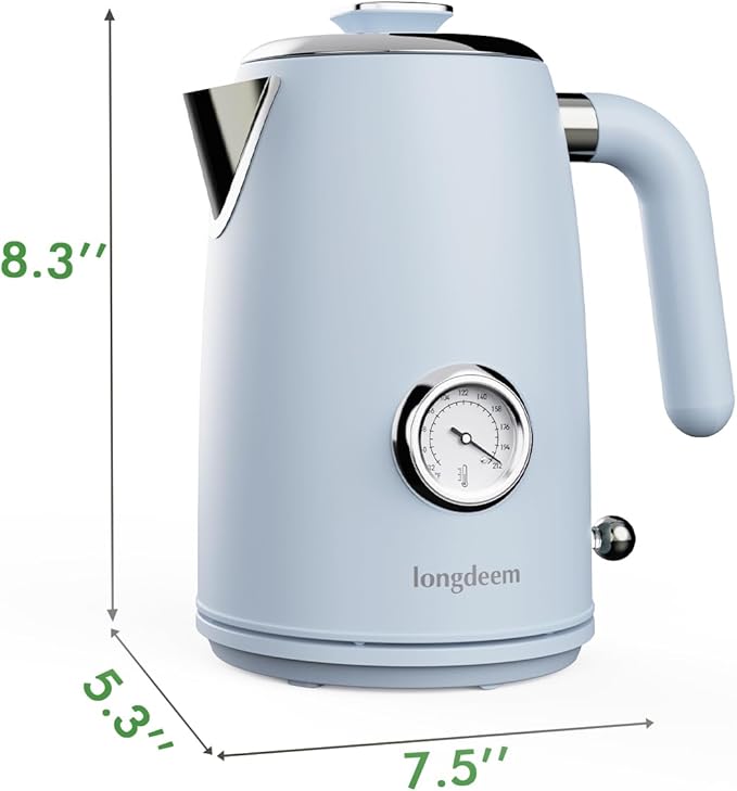 1L Small Electric Kettles Stainless Steel, Portable Travel Mini Hot Water Boiler Heater, Cool Touch Teapot, Auto Shut-Off & Boil-Dry Protection for Cooking, Business Trip and More, Blue